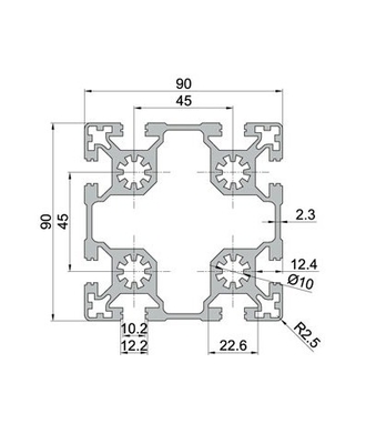Υπηρεσία συγκόλλησης T Slot Silver Anodized Aluminium Extrusion Profiles για προσαρμοσμένο μέγεθος