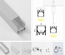 Super Slim 3 Meter LED Angel Αλουμινίου Προφίλ Διάδρομο για αναποδογυρισμένο φωτισμό σε μαύρο